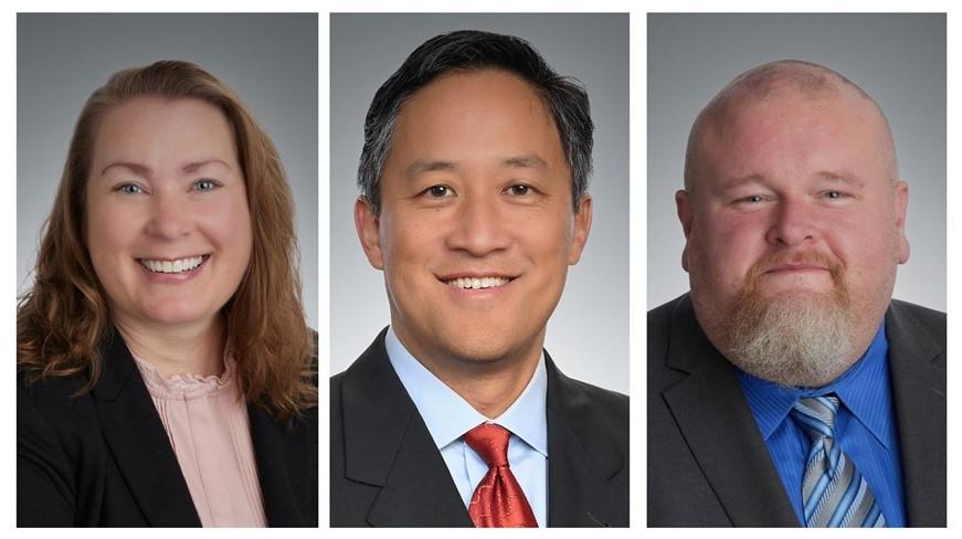 Courtney Cook, OCCU’s new director of people; Justin Lu, OCCU’s new vice president of asset-liability management; Tim Strinz, OCCU’s new director of indirect lending.