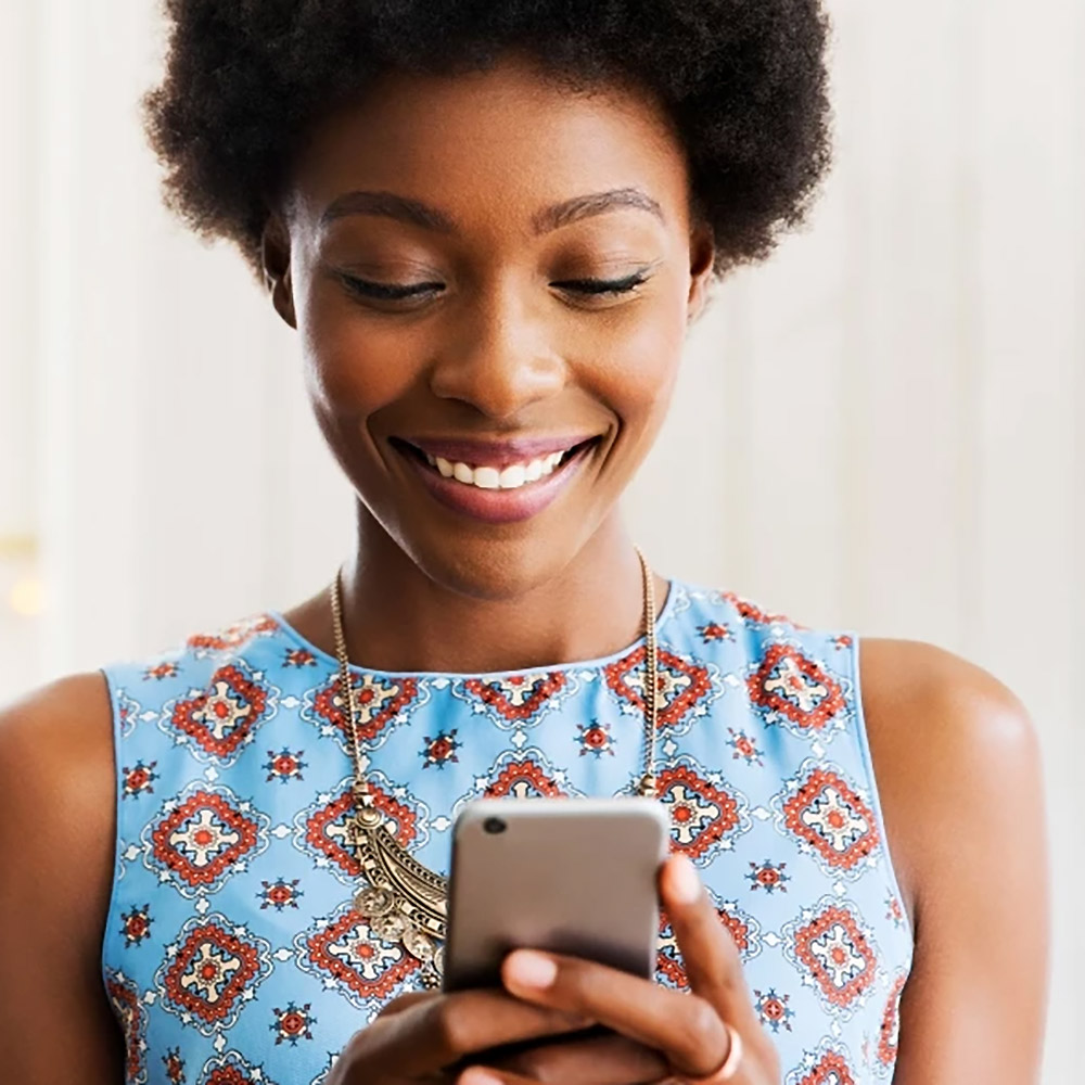 woman searches on phone