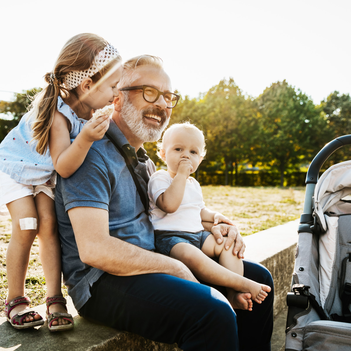Man with family having fun