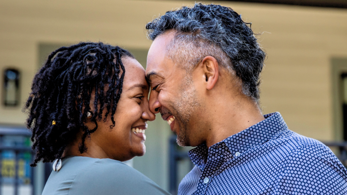 A couple embracing