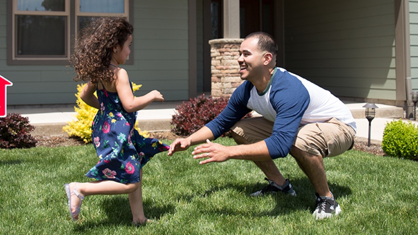 Daughter running to her father