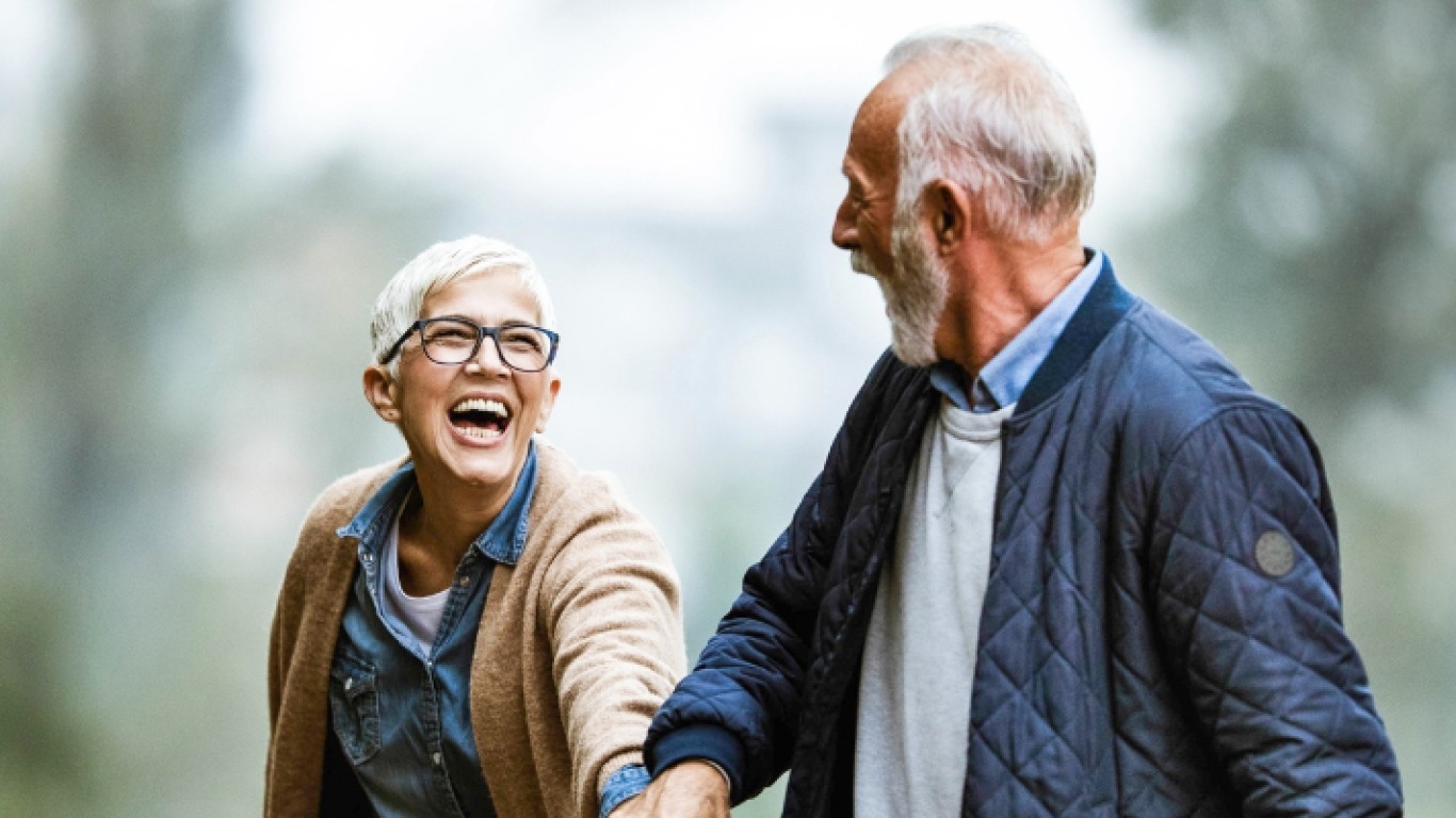 Senior couple laughing