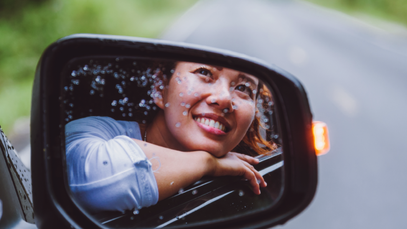 woman in car