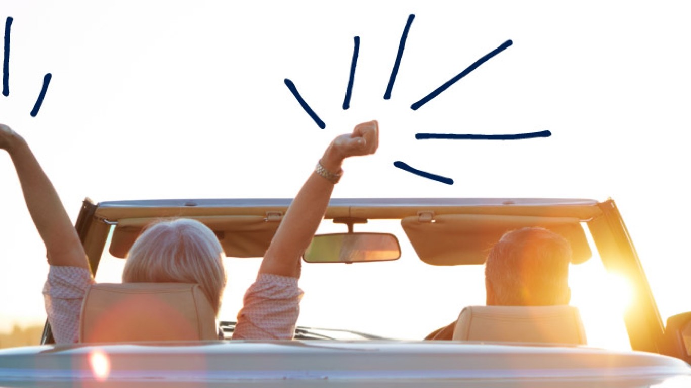 Couple cheering in car