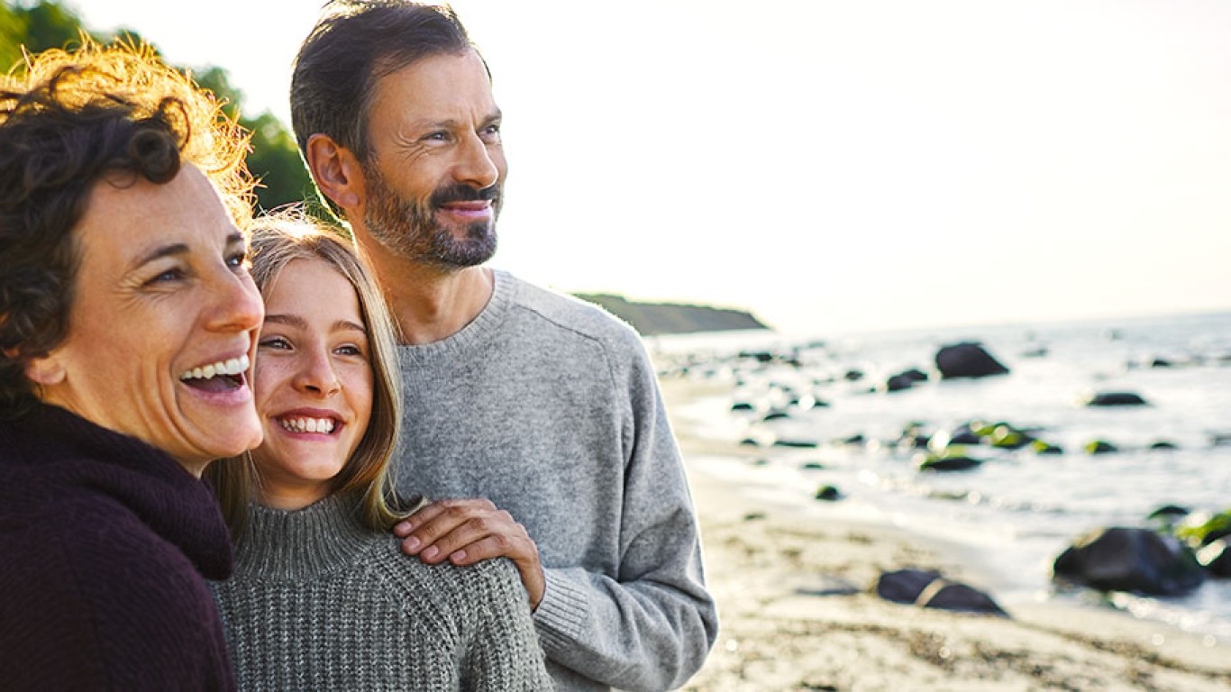 Family on beach