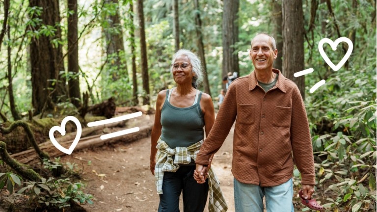 Couple hiking in the forest