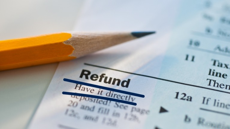 Tax form with a pencil