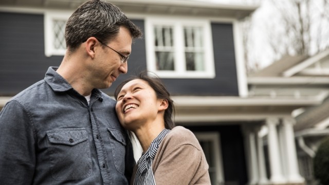 Couple smiling