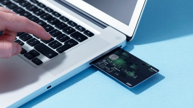 credit card in laptop