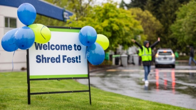 Welcome to Shred Fest sign at shredding event
