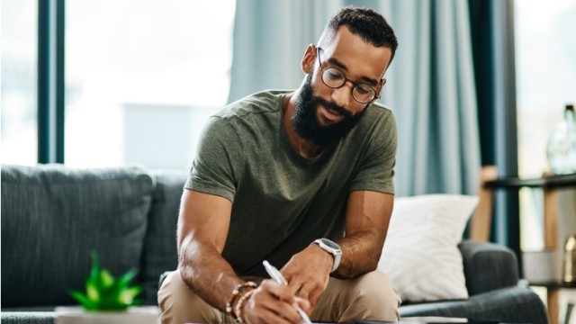 man writing