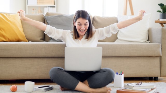 woman celebrating