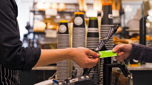 NICE Card being used a coffee shop
