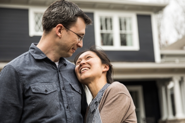 Couple smiling