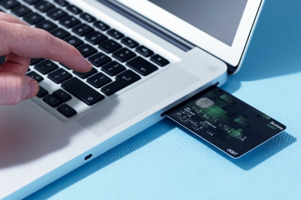 credit card in laptop
