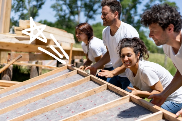 People building house