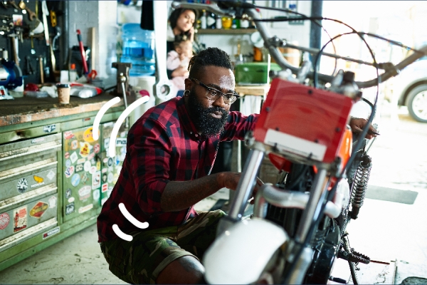 Man working on a motorcycle