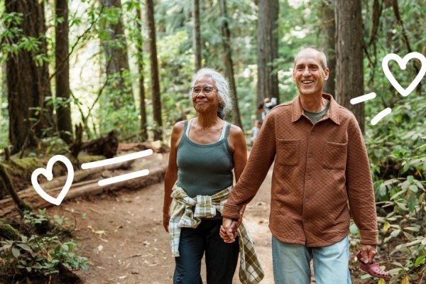 Couple hiking in the forest