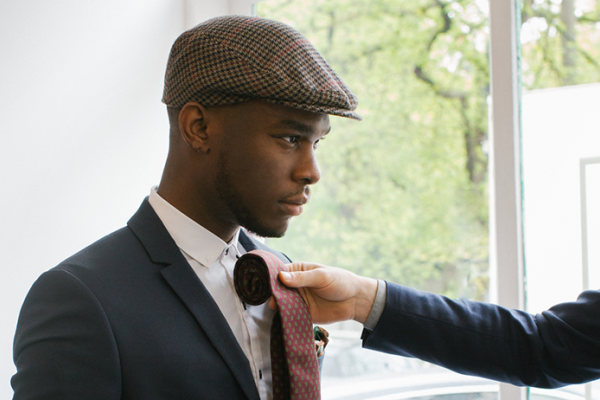 Young man in a boutique store
