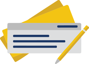 A checkbook and a pen