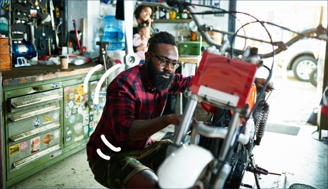 Man working on a motorcycle