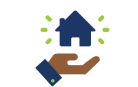Hand with home icon 